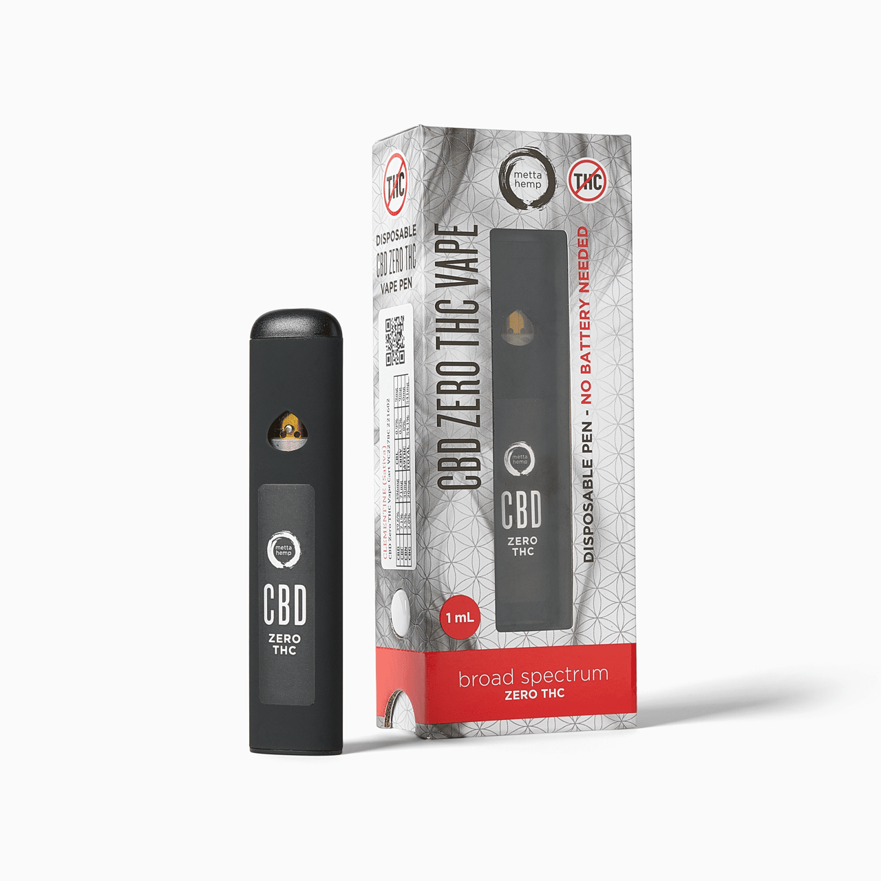 CBD Zero THC Disposable Vape Pen BroadSpectrum Metta Hemp